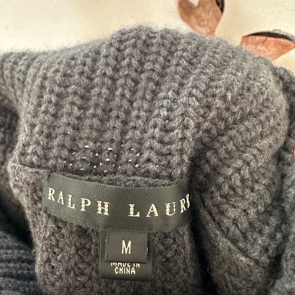 Ralph Lauren Charcoal Turtleneck Fringe Knit Sweater - Picture 6 of 6